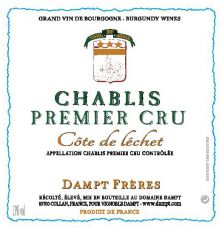 Vignobles Dampt Chablis 1er Cru Cote de Lechet 2018 (6601)