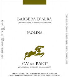 Ca del Baio Barbera D'Alba Paolina 2013 case of 12 bottles (12x 3860)