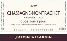 Domaine Justin Girardin Chassagne-Montrachet 1er Cru Clos St-Jean rouge 2019 (7454)