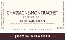 Domaine Justin Girardin Chassagne-Montrachet 1er Cru Clos St-Jean rouge 2020 (8593)