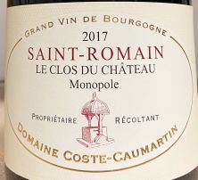 Domaine Coste-Caumartin Saint-Romain Les Clos du Chateau Monopole Blanc 2017 (5763)